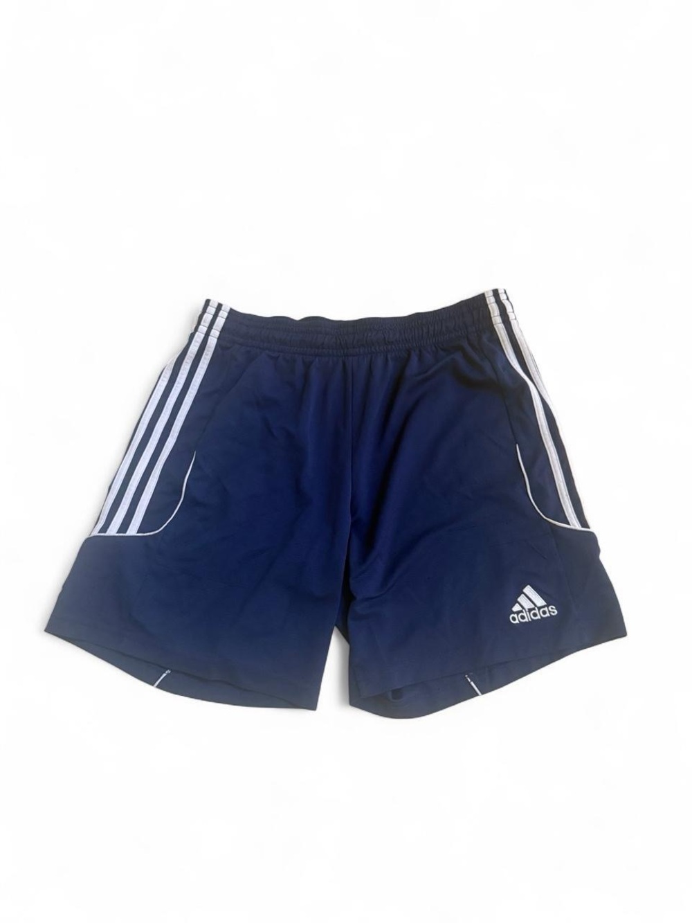 adidas Men's Navy Athletic Shorts with White Stripes
